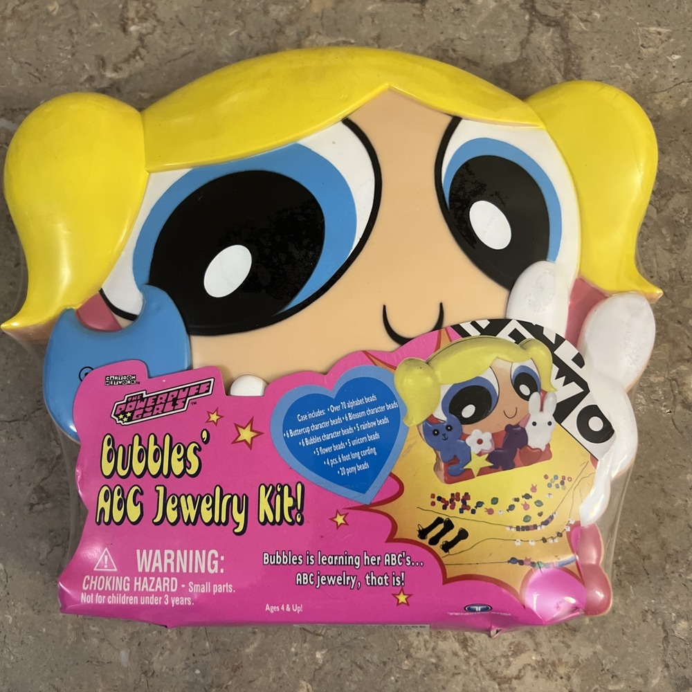 Vintage 1999 The Powerpuff Girls Bubble's ABC Jewelry Kit ! Sealed Case RARE
